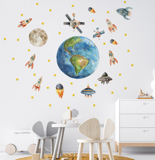 Rockets around planet Earth walldecals