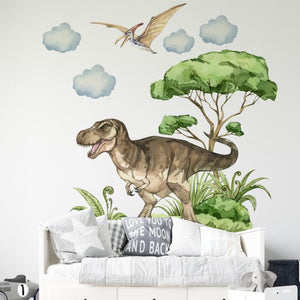 T-Rex in the forest wall decal set by Igibee