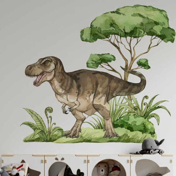 Tyrannosaurus and pterodactyl wall decal detail by Igibee