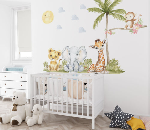 Set-1-sweet-african-animals-lion-elephant Jungle safari wall stickers for kids room