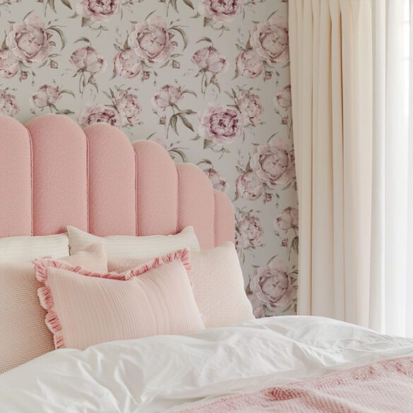 Peonies watercolor floral wallpaper by Igibee