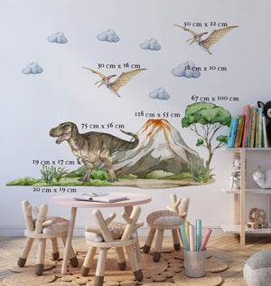Children's room with dinosaur-themed T-Rex wall decals