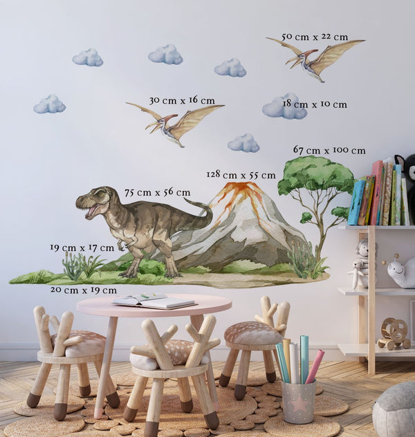 Children's room with dinosaur-themed T-Rex wall decals