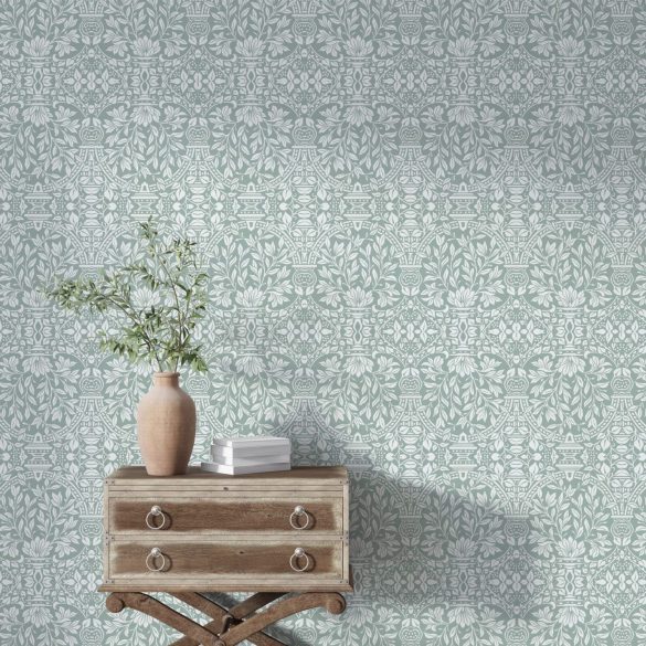 Rustic botanical wallpaper mint and pastel by Igibee