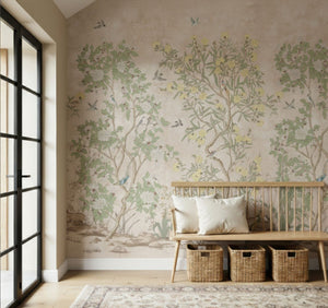 Hand-painted landscape wallpaper detail by Igibee