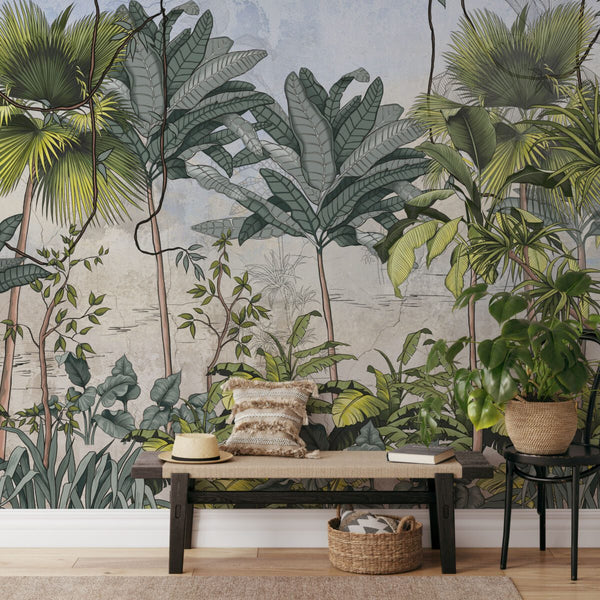 Tropical jungle wallpaper mural by Igibee
