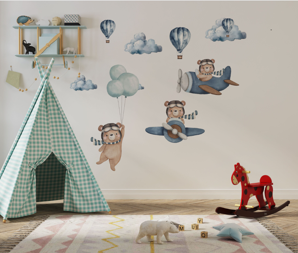 Wall stickers with teddy bears - aviators