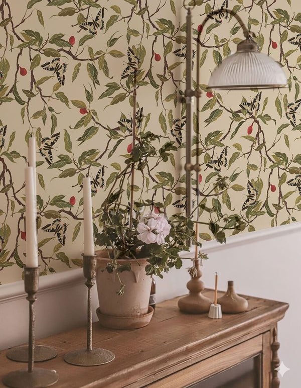 Butterfly botanical wallpaper mural by Igibee