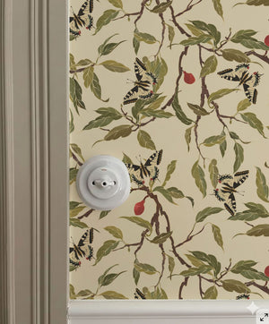Vintage butterfly wallpaper with botanical garden by Igibee