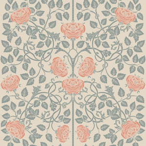 Beige rustic roses wallpaper detail by Igibee