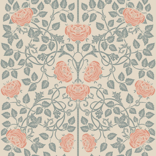 Beige rustic roses wallpaper detail by Igibee