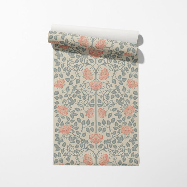 William Morris rose wallpaper mural by Igibee