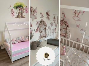 Fairy wall decals set, pastel watercolour nursery stickers