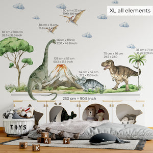 Dinosaur land wall stickers - 3 large sheets of stickers!