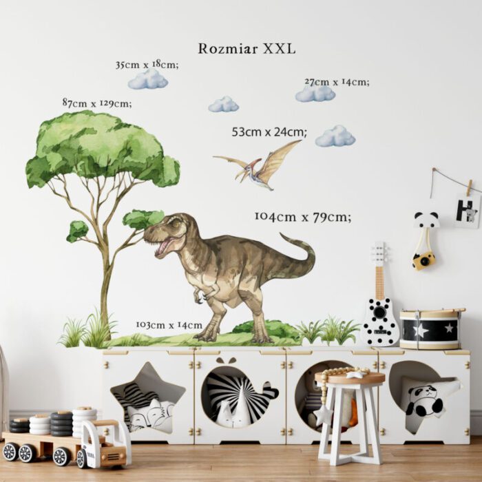 Tyrannosaurus and pterodactyl wall decal detail by Igibee