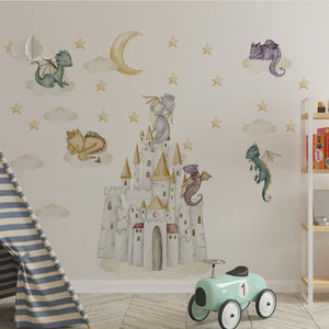 Dragon with castle wall decals