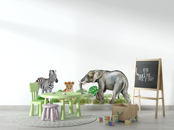 Safari Wall Decals Jungle Animal Stickers for Kids Room