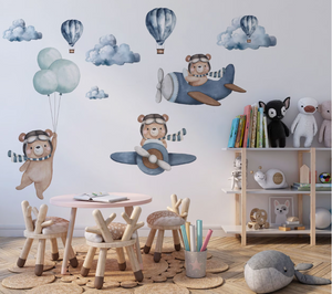  aviator teddy bears wandtatoo