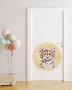 Cheetah portrait - door nursery decal