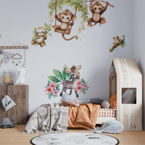 baby zebra and two monkeys jungle set by igibee