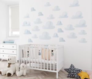 Beautiful clouds wall sticker set - nature elements decor for nursery and kids room by Igibee
