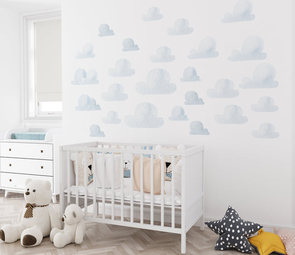 Beautiful clouds wall sticker set - nature elements decor for nursery and kids room by Igibee