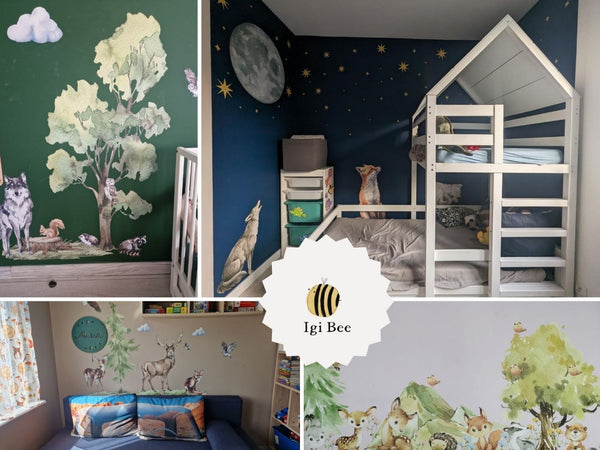 Blue cloud wall stickers nature elements collection - dreamy sky decor for kids bedroom by Igibee