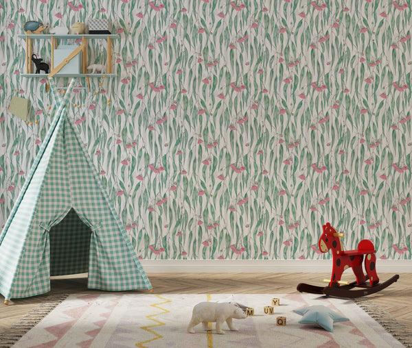 Bohemian floral pattern wallpaper - beautiful botanical design for kids bedroom decor by Igibee