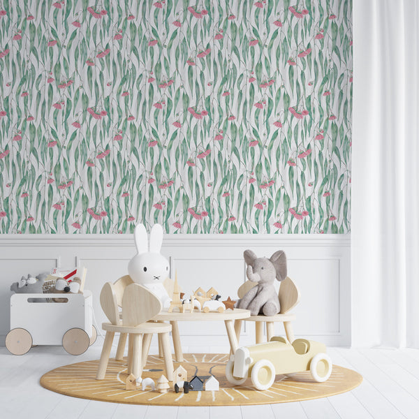 Boho floral peel and stick wallpaper - removable floral pattern for girls bedroom by Igibee