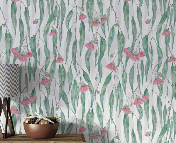 Boho floral wallpaper - elegant botanical design for nursery and kids room decoration by Igibee