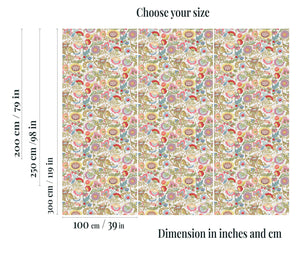 Botanical floral wallpaper - colorful flowers pattern for girls bedroom decor by Igibee