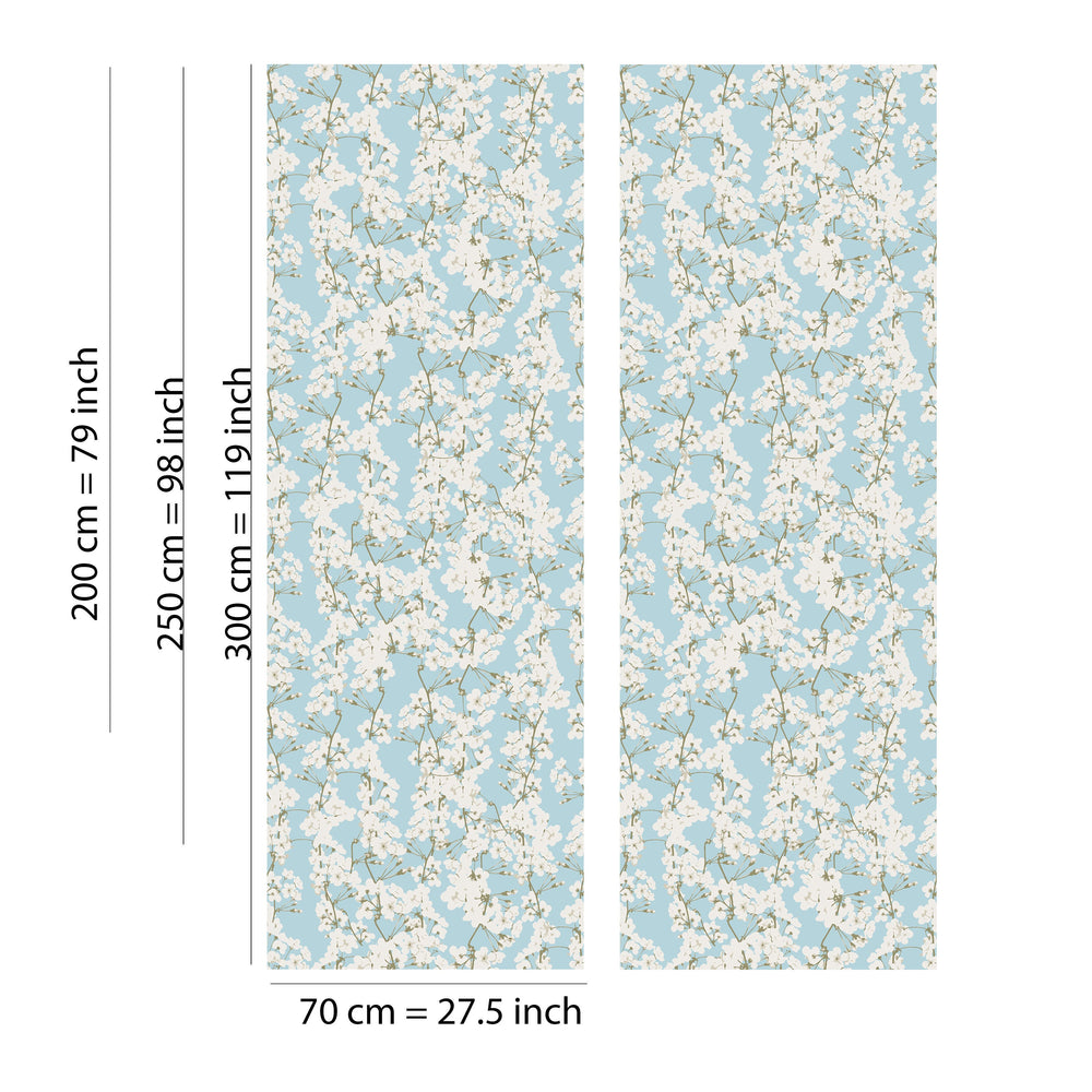 Blue botanical nursery wallpaper - peel and stick removable design for baby room by Igibee