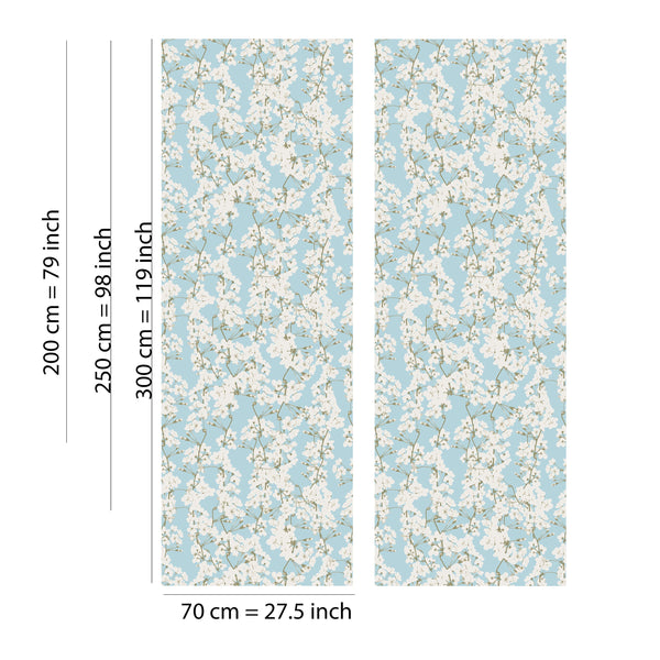 Blue botanical leaves peel and stick wallpaper - nursery decor with natural plant pattern by Igibee