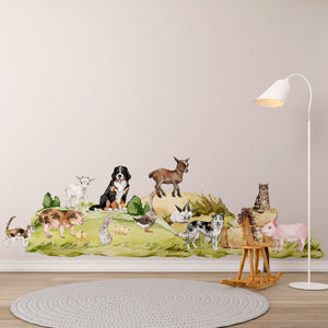 Farm animals walldecal collection - goats, dog, pig & duck