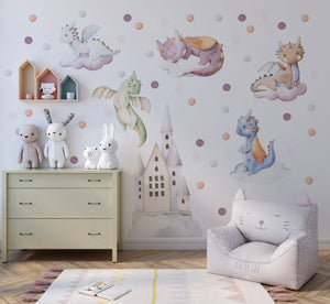 Dragon with clouds wall decals