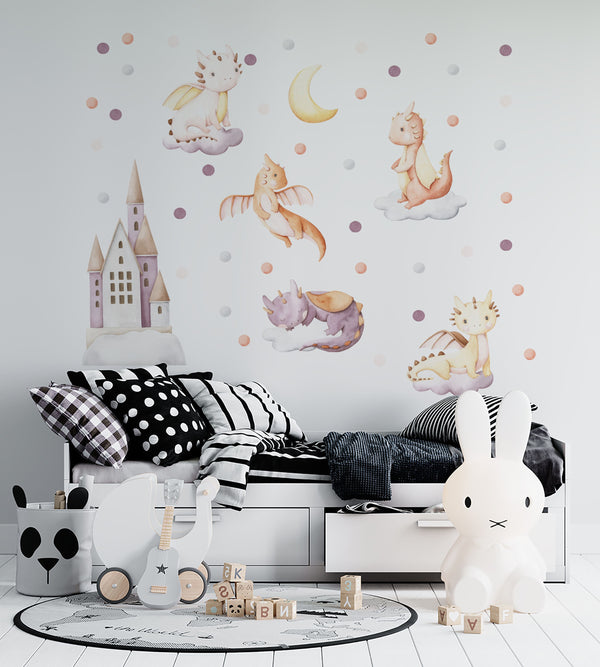 Dragon with clouds wall decals