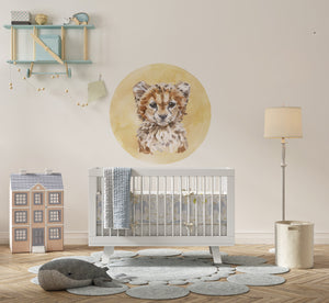 Cheetah portrait door nursery decal - realistic wildlife art for kids bedroom entrance by Igibee