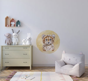 Cheetah portrait door nursery decal - removable vinyl sticker for kids bedroom by Igibee