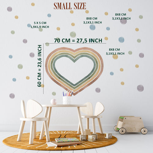 Colorful rainbow heart wall stickers - vibrant nursery decor set for kids bedroom by Igibee