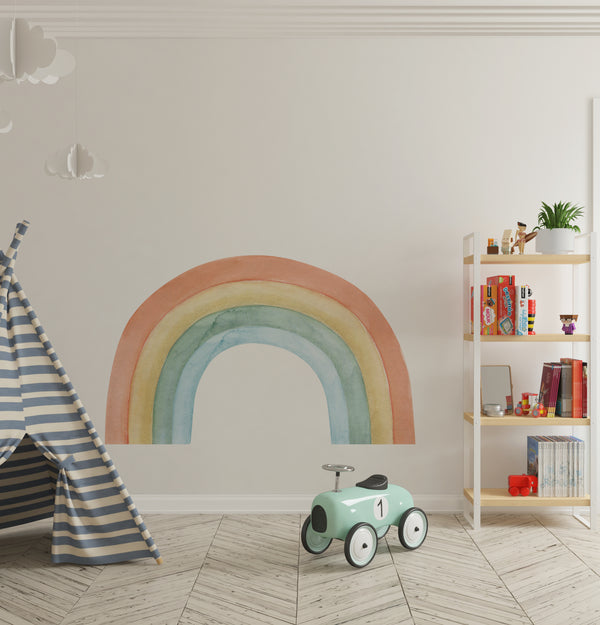 Colorful rainbow wall decoration - bright nursery decor peel and stick for kids bedroom by Igibee