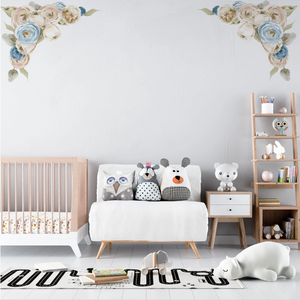 Corner flower arrangement wall decals - self-adhesive nature elements for room decoration by Igibee