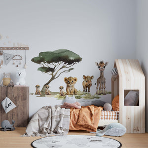 Adorable baby lion cub wall sticker 30cm from Sweet Lion Set – small safari animal decal for nursery, peel and stick by Igibee