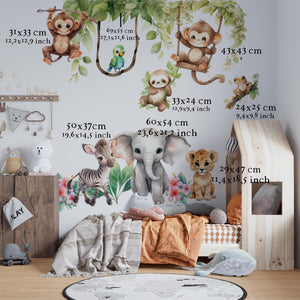 Playful monkeys wall decals from Sweet African Animals collection – small safari stickers for kids room and nursery by Igibee
