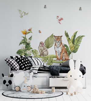 Dschungel Wandaufkleber, Tiger Aufkleber, Panda Wandaufkleber, Affen Aufkleber, Dschungel Kinderzimmer Aufkleber, Dschungel Wandaufkleber, Dschungel Wandaufkleber