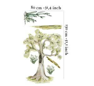 Desert cactus green tree nature wall decals - removable peel and stick nursery decor by Igibee