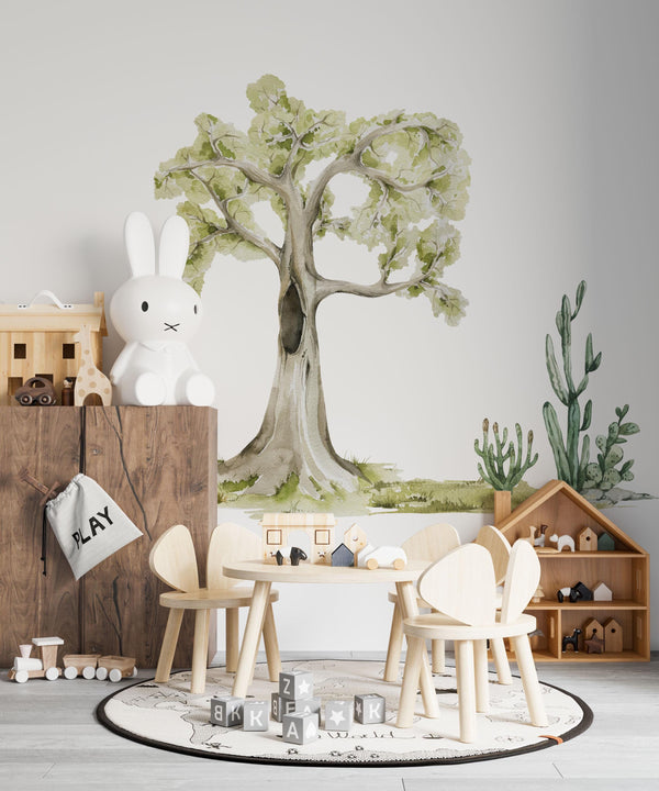 Desert green tree cactus nature elements wall decals - removable nursery stickers by Igibee