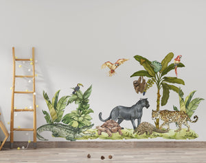 Dschungel-Aufkleber, Schwarzer Panther, Dschungel-Aufkleber, Kinderzimmer-Wandaufkleber, Kinderzimmer-Aufkleber, Dschungel-Kinderzimmer-Aufkleber, Dschungel-Aufkleber