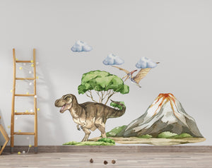 Dinosaur land wall stickers - three large sheets set for kids bedroom decor by Igibee