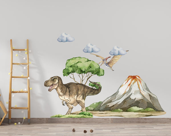 Dinosaur land wall stickers - three large sheets set for kids bedroom decor by Igibee