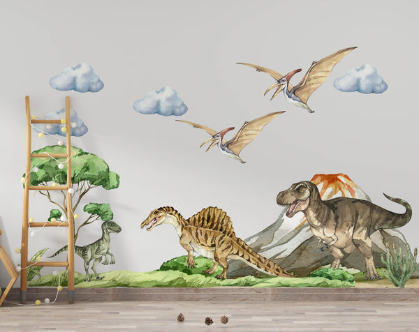 A great set with dinosaurs: Spinosaurus, Tyrannosaurus, Velociraptor